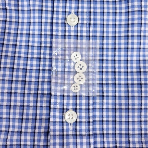 Ralph Lauren Shirt Mens 17 XL Classic Fit Blue Gingham Plaid Button Down Shirt - Picture 6 of 16